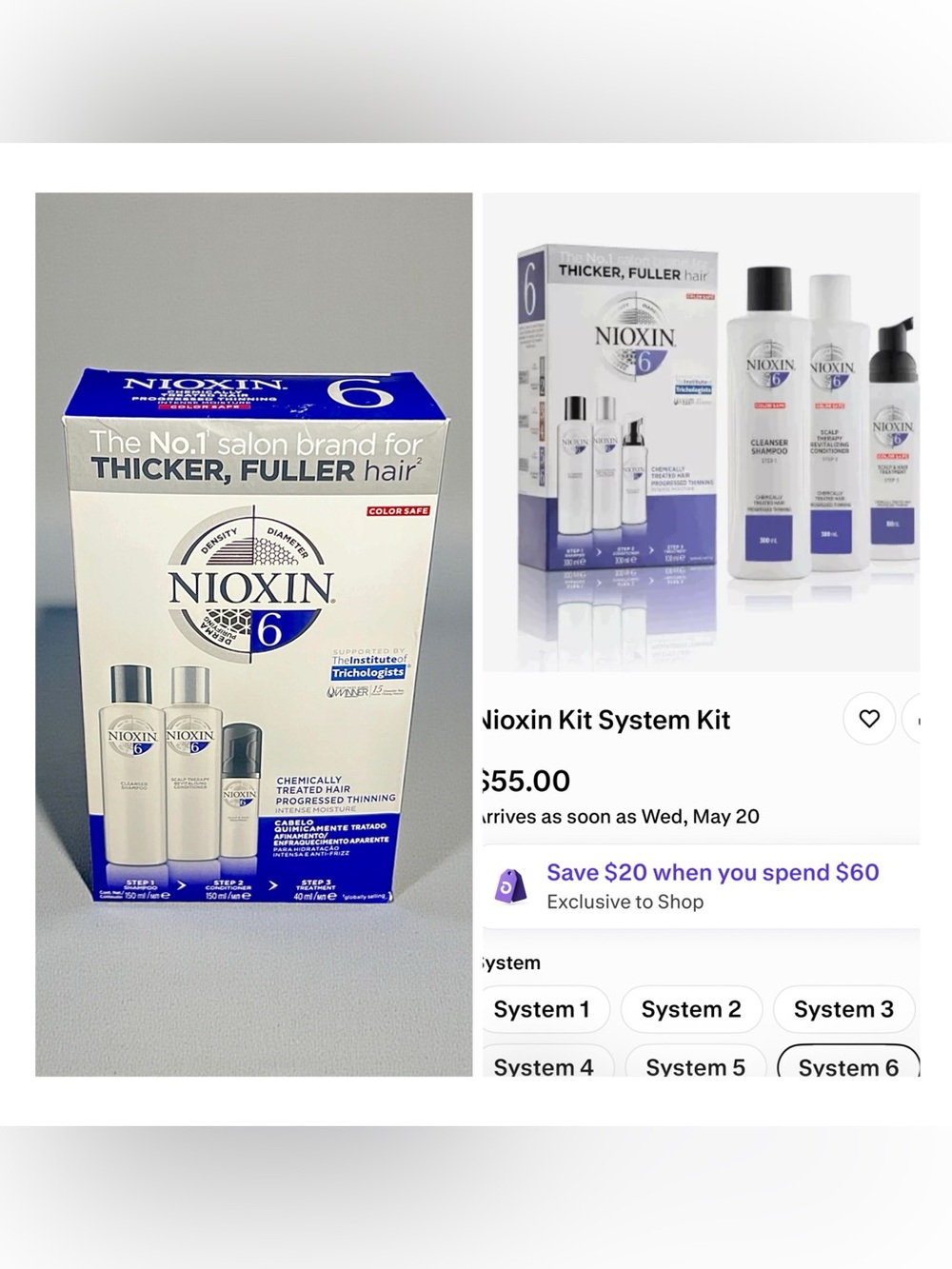 Nioxin System 6 Hair Care Kit for Chemically Treated Progressed Thinning Hair